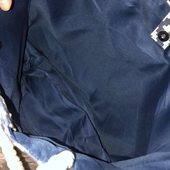 HP🎉Summer & Rose Cotton Tote with Rope Handles-Denim Blue&Cream Print-18x13x5 - Picture 13 of 16